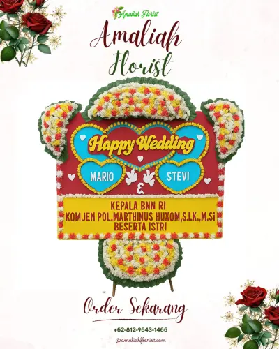Karangan Papan Bunga Pernikahan di Pinangsia